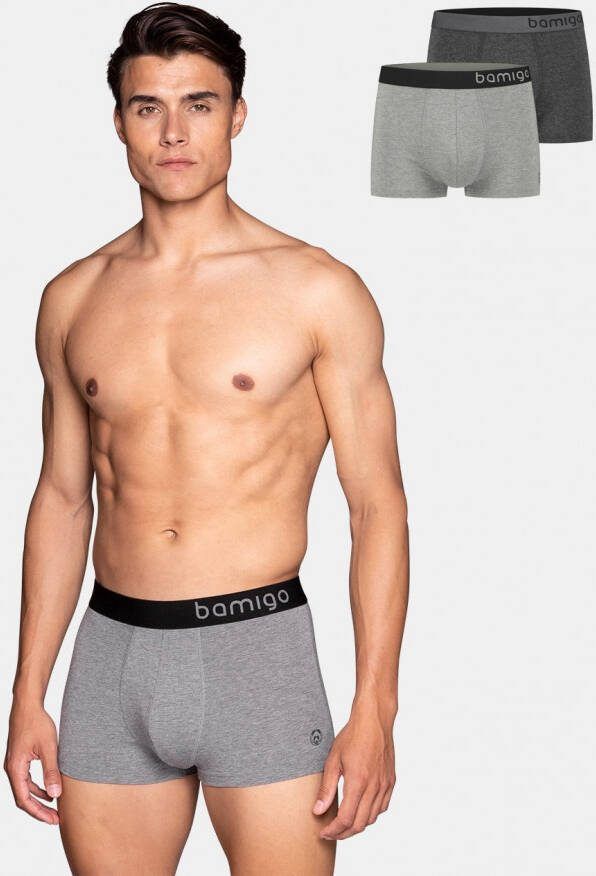 Bamigo Bamboe Boxershorts Heren Grijs Melange 2 pack