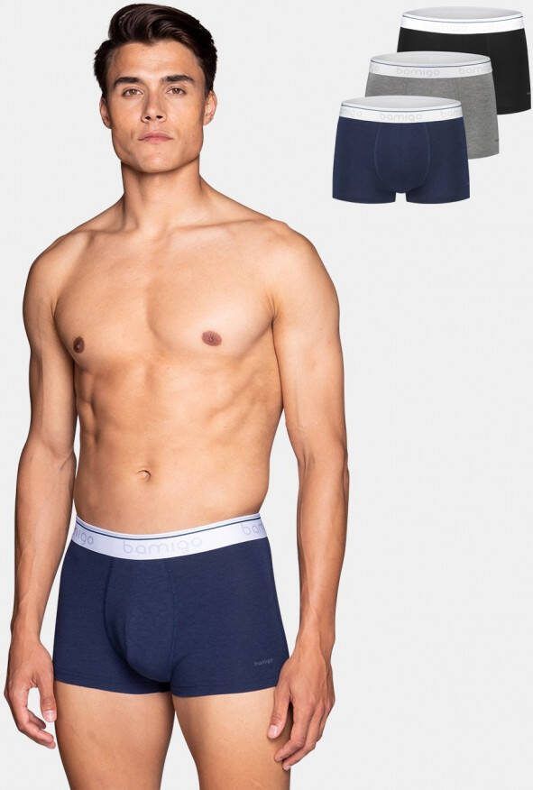 Bamigo Bamboe Boxershorts Heren Grijs Navy Zwart 3 pack