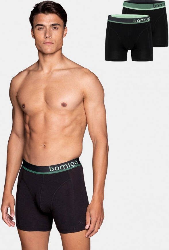 Bamigo Bamboe Boxershorts Heren Zwart Groen 2 pack