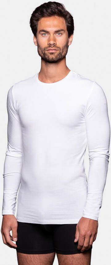 Bamigo Bamboe Longsleeves Heren Slim fit Ronde hals Wit
