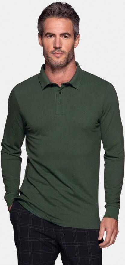 Bamigo Bamboe Piqué Longsleeve Polo Heren Donkergroen