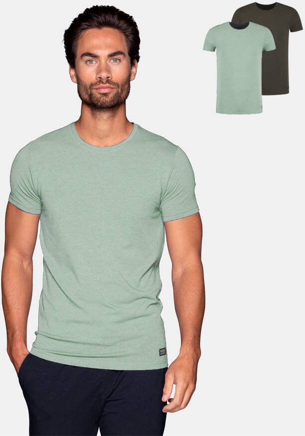 Bamigo Bamboe Pyjamashirts Heren Donkergroen Mintgroen(2 pack )