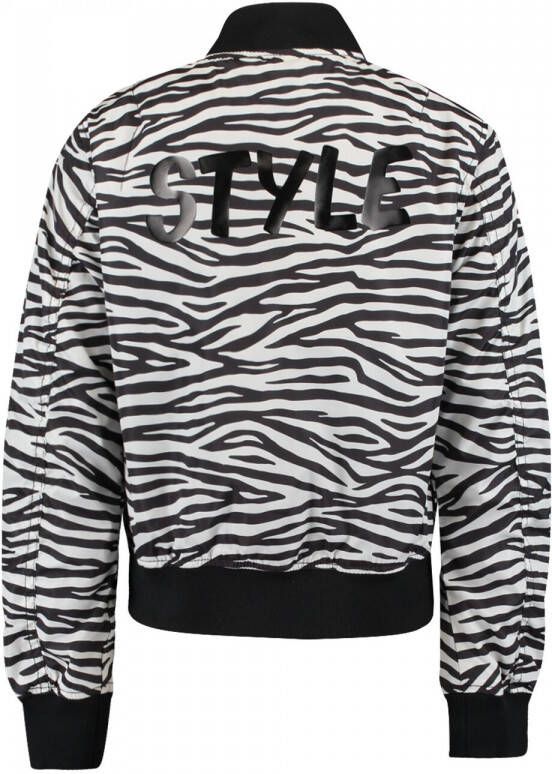 CoolCat Junior bomberjack Janu CG met zebraprint zwart wit Jas Meisjes Polyester Ronde hals 146 152 - Foto 3