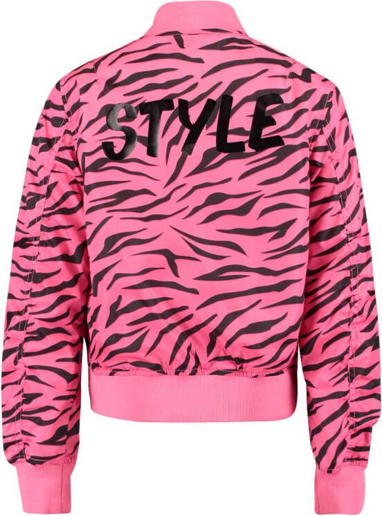 CoolCat Junior bomberjack Janu CG met zebraprint roze zwart Jas Meisjes Polyester Ronde hals 170 176 - Foto 2
