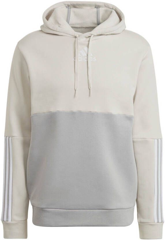 Adidas essentials colorblock fleece trui grijs groen heren