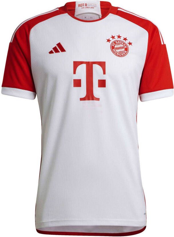 Adidas Shirt Bayern 1e Thuisshirt 23 24 Wit T-shirt met Rits Jongens