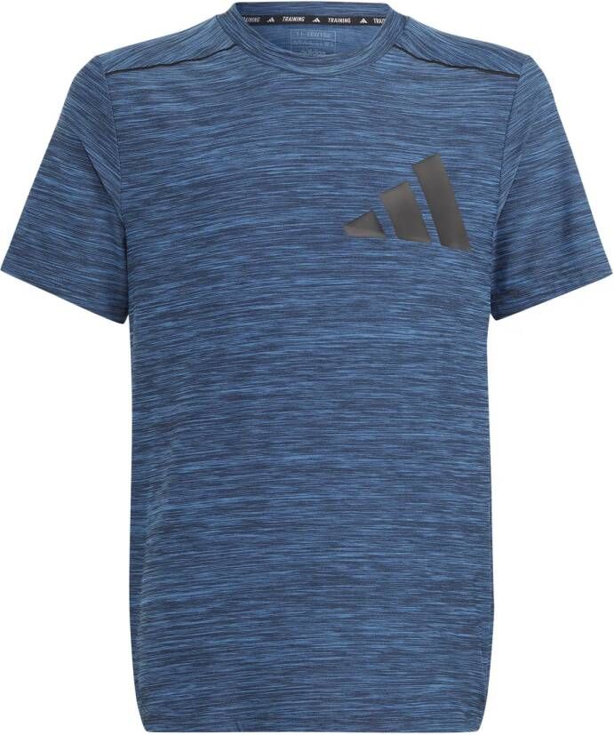 Adidas Sportswear sport T-shirt blauw melange donkerblauw Jongens Polyester Ronde hals 140