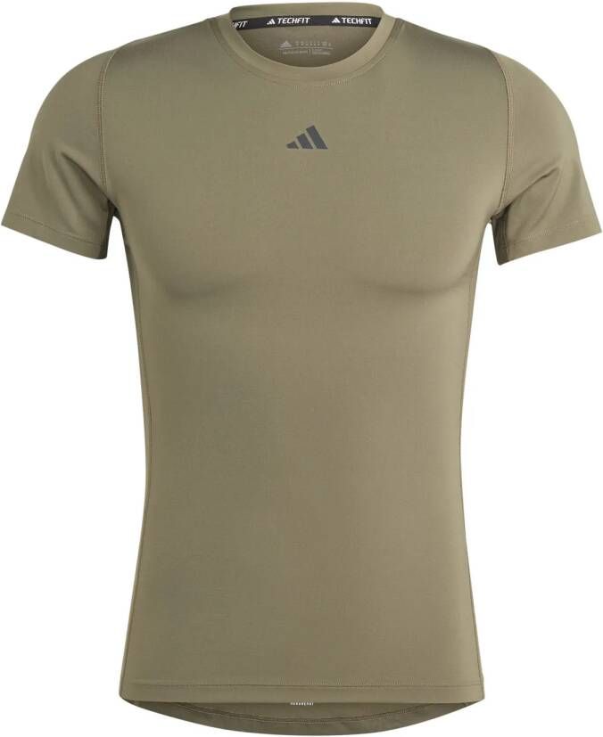 Adidas Compressie T-shirt Khaki Hardloopshirt Heren