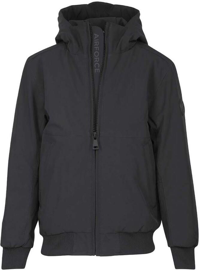 Airforce gewatteerde winterjas van gerecycled polyester zwart Gerecycled polyester (duurzaam) Capuchon 140