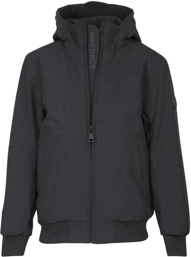 Airforce gewatteerde winterjas van gerecycled polyester zwart Gerecycled polyester (duurzaam) Capuchon 140