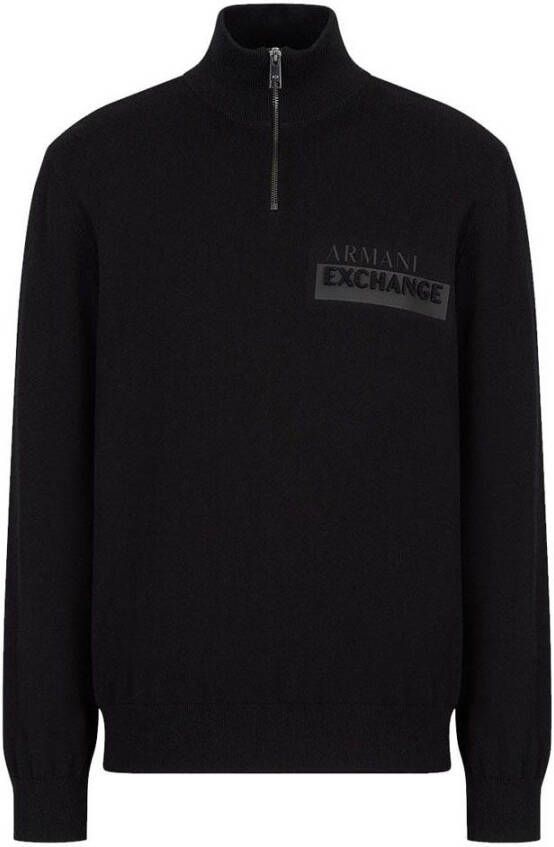 Armani Exchange Sweater met rits in hoge hals Zwart Black Heren