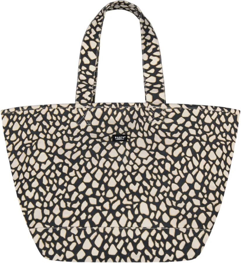 Barts shopper Juno met all-over print zwart ecru