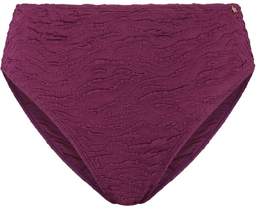 Beachlife high waist bikinibroekje met textuur donkerpaars - Foto 4