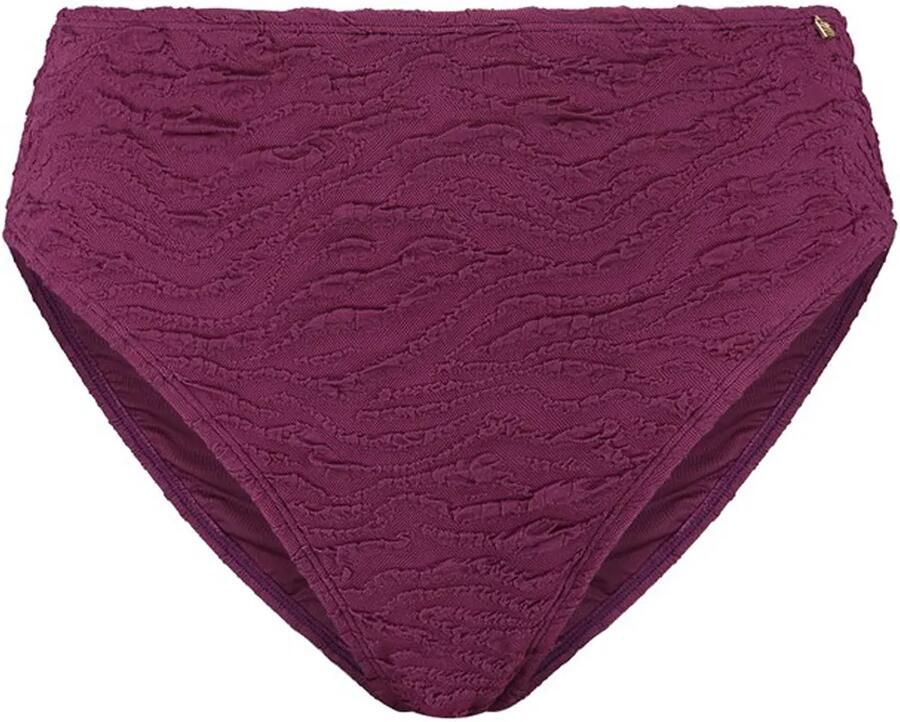 Beachlife high waist bikinibroekje met textuur donkerpaars - Foto 4