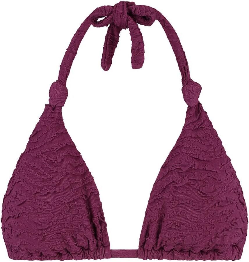 Beachlife voorgevormde triangel bikinitop met textuur donkerpaars