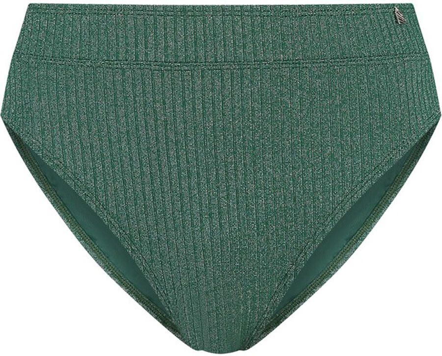 Beachlife high waist bikinibroekje met lurex en textuur groen - Foto 3