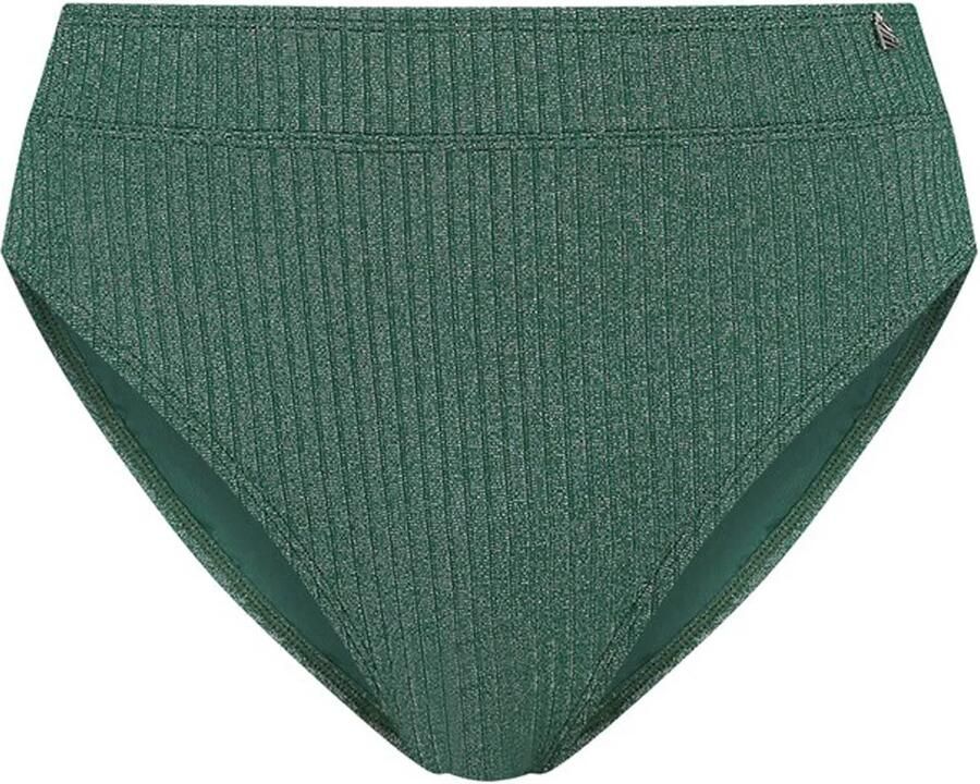 Beachlife high waist bikinibroekje met lurex en textuur groen - Foto 3