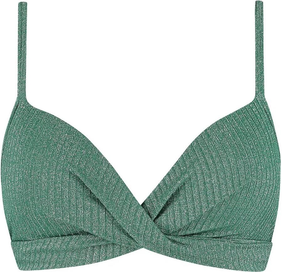 Beachlife voorgevormde beugel bikinitop met lurex en textuur groen