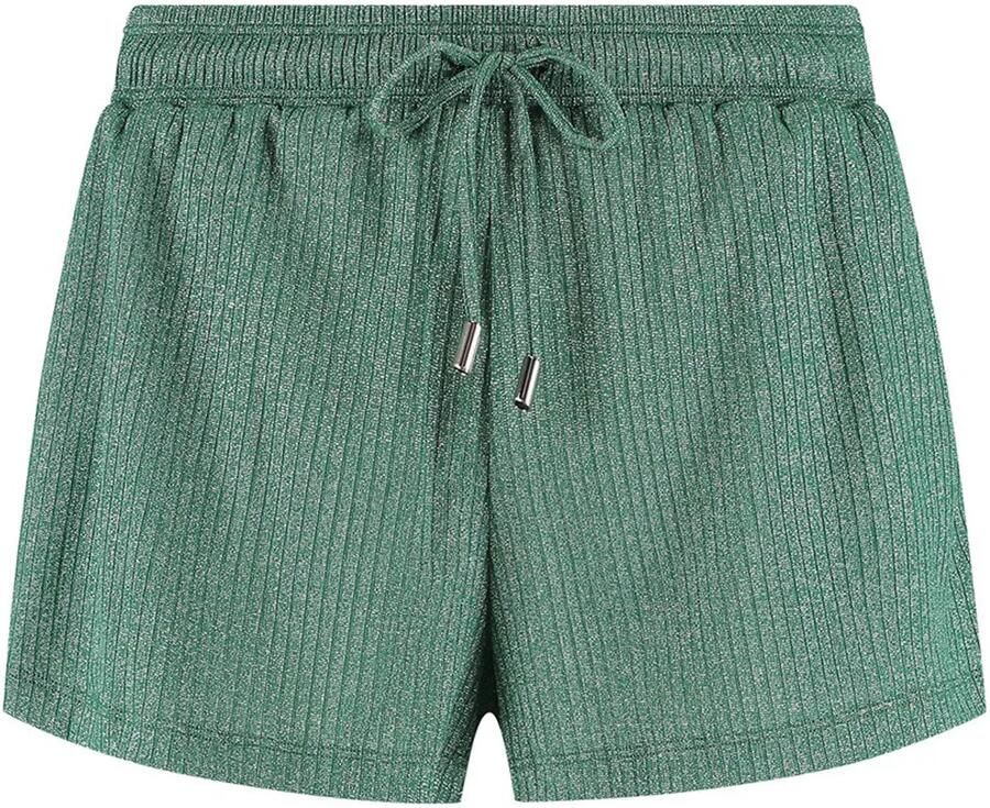 Beachlife strandshort met lurex en textuur groen - Foto 3
