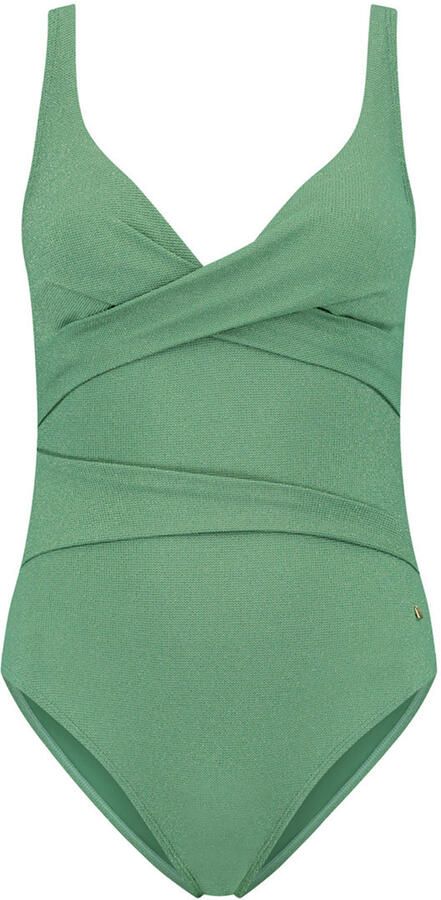 Beachlife halter badpak met lurex groen