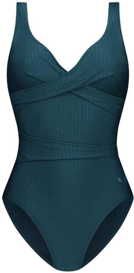 Beachlife halter badpak met ribstructuur petrol
