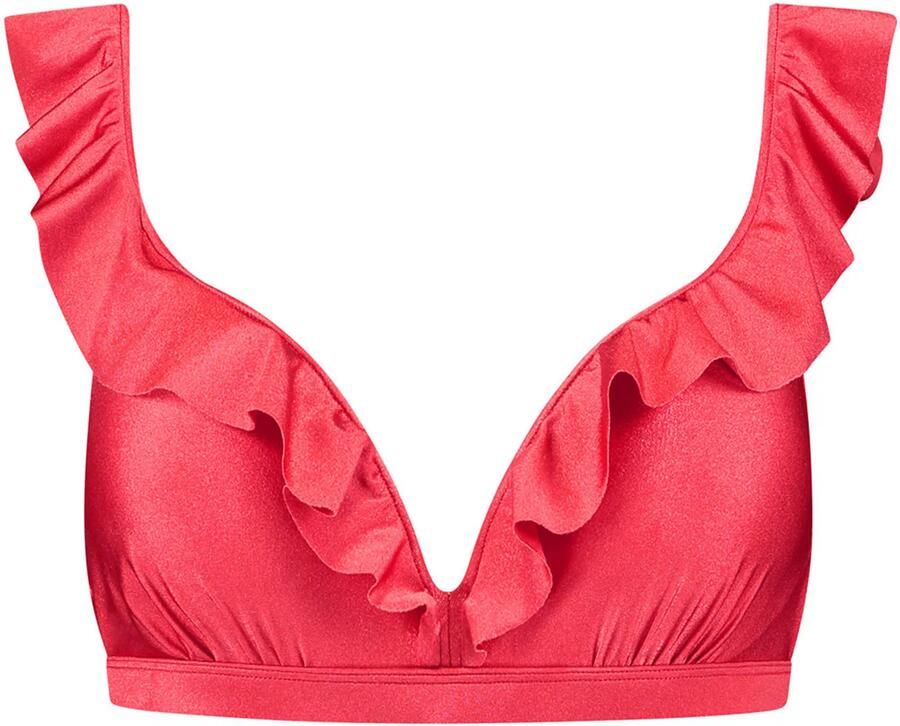 Beachlife voorgevormde beugel bikinitop met ruches rood - Foto 3