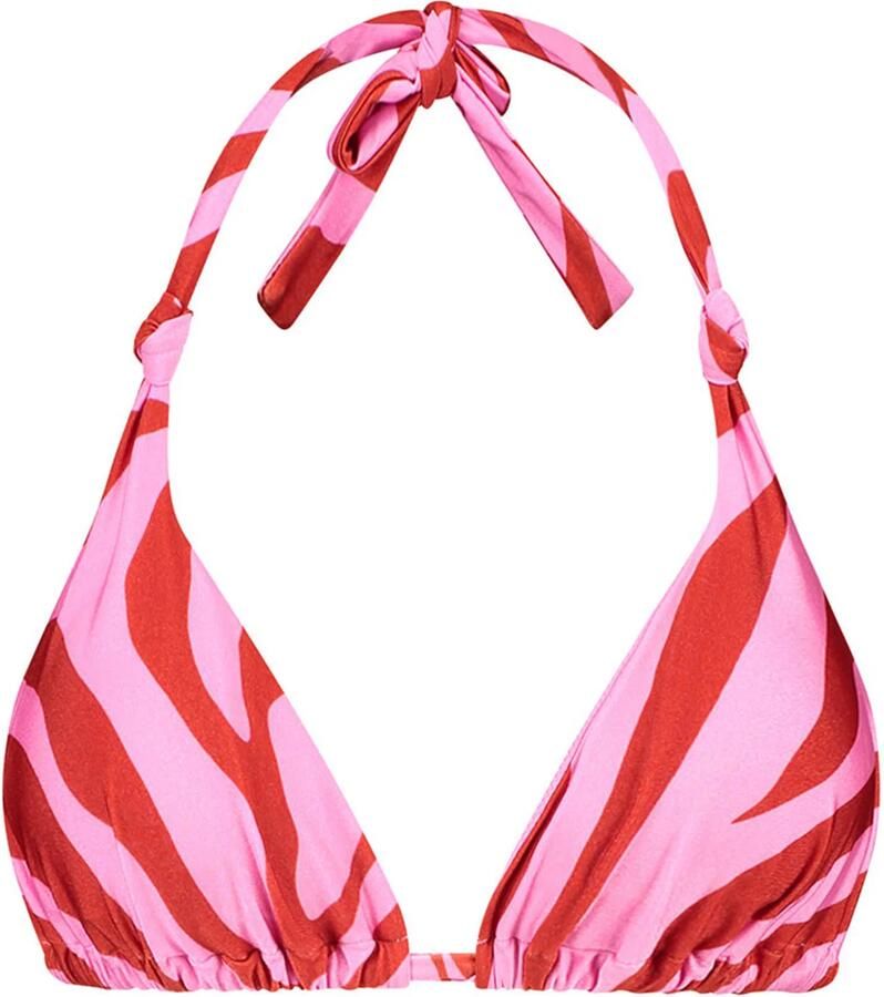 Beachlife voorgevormde triangel bikinitop roze rood - Foto 3