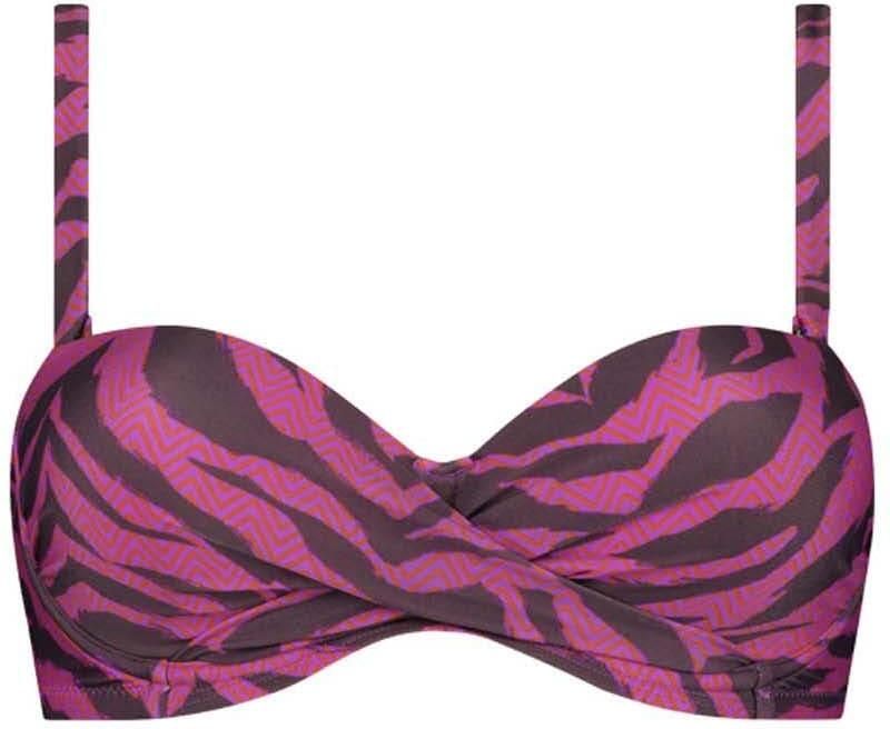 Beachlife voorgevormde strapless bandeau bikinitop roze paars