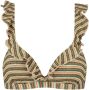 Beachlife voorgevormde gestreepte beugel bikinitop met textuur bruin groen wit - Thumbnail 2