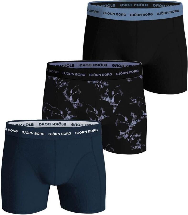 Björn Borg Boxers Cotton Stretch 3-Pack Zwart Blauw
