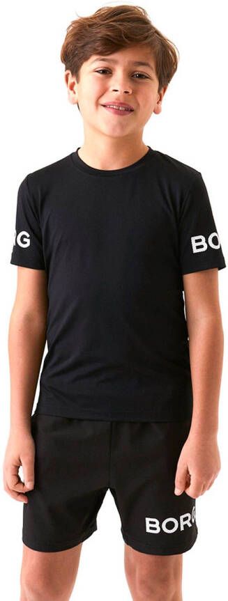 Björn Borg sportshirt zwart Sport t-shirt Jongens Gerecycled polyester Ronde hals 146-152