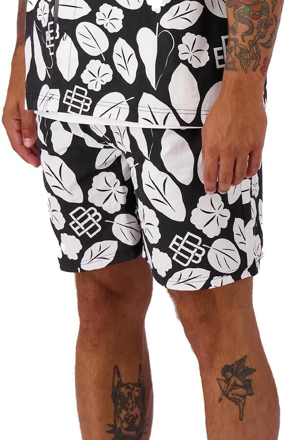 BLACK BANANAS regular fit short BOHEMIAN met all over print zwart wit