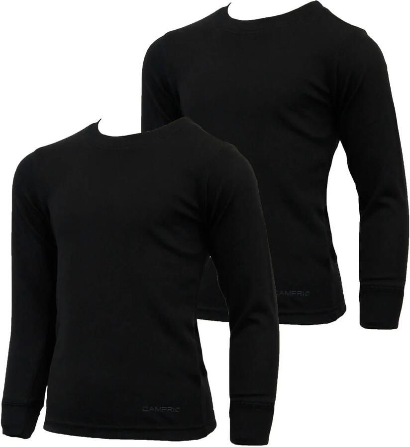 Campri kids thermoshirt zwart (set van 2) Thermo ondergoed Polyester Ronde hals