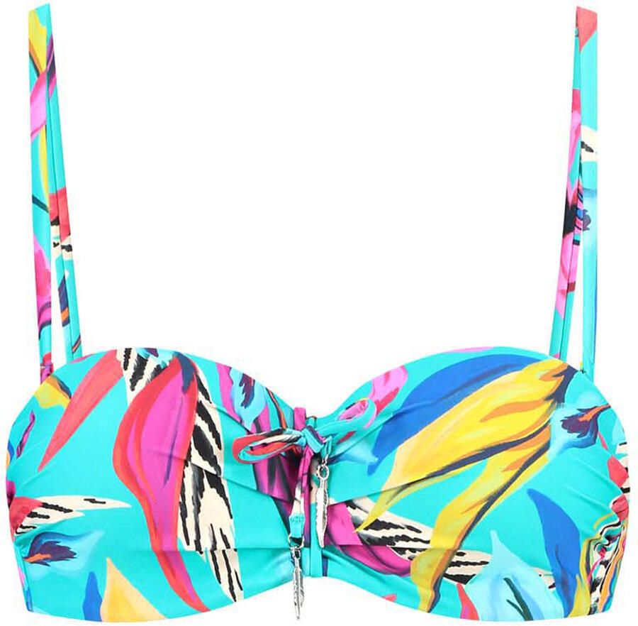 Cyell voorgevormde strapless bandeau bikinitop turquoise roze - Foto 4