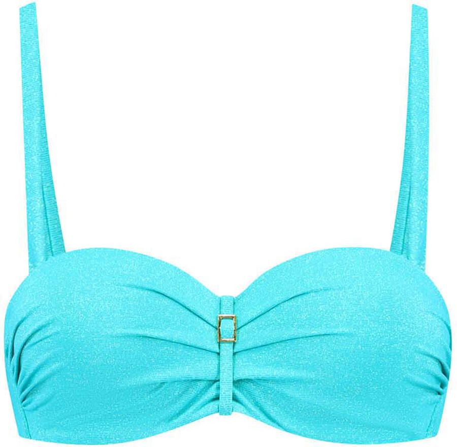 Cyell voorgevormde strapless bandeau bikinitop met lurex turquoise