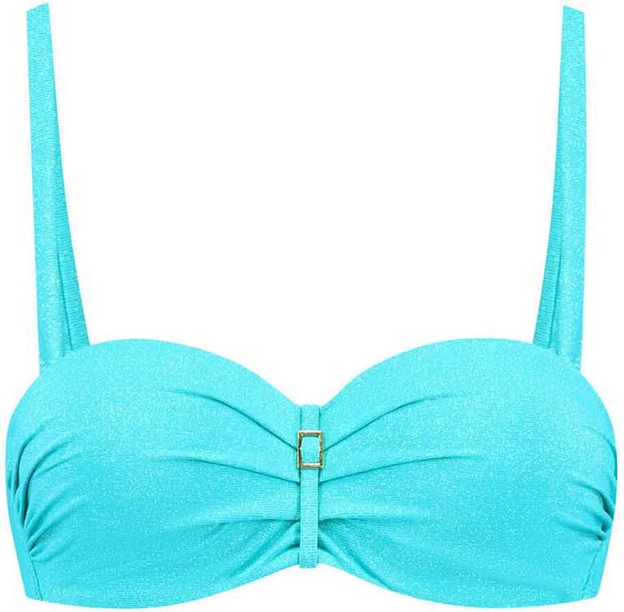 Cyell voorgevormde strapless bandeau bikinitop met lurex turquoise