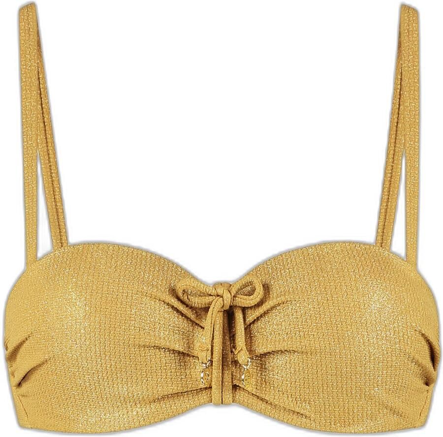 Cyell voorgevormde strapless bandeau bikinitop Golden Hour met lurex goud