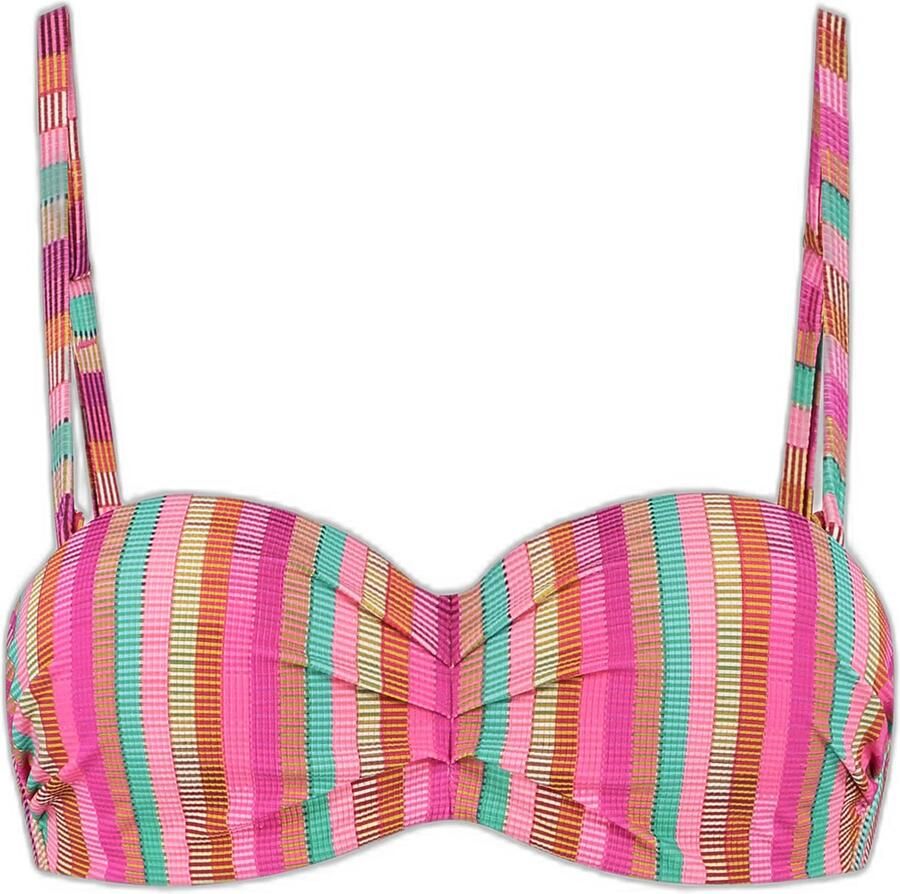 Cyell voorgevormde strapless bandeau bikinitop roze groen