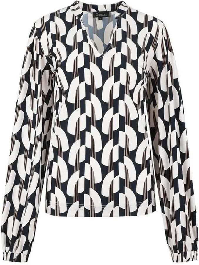 G-maxx top Ellis met all over print zwart wit