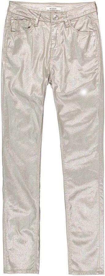 Garcia coated high waist slim fit broek champagne