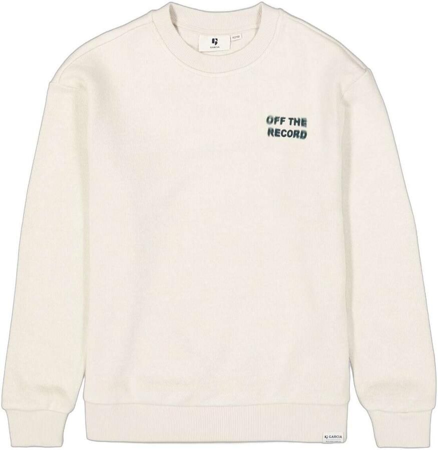 Garcia katoenen rechtvallende sweater met backprint crème - Foto 3