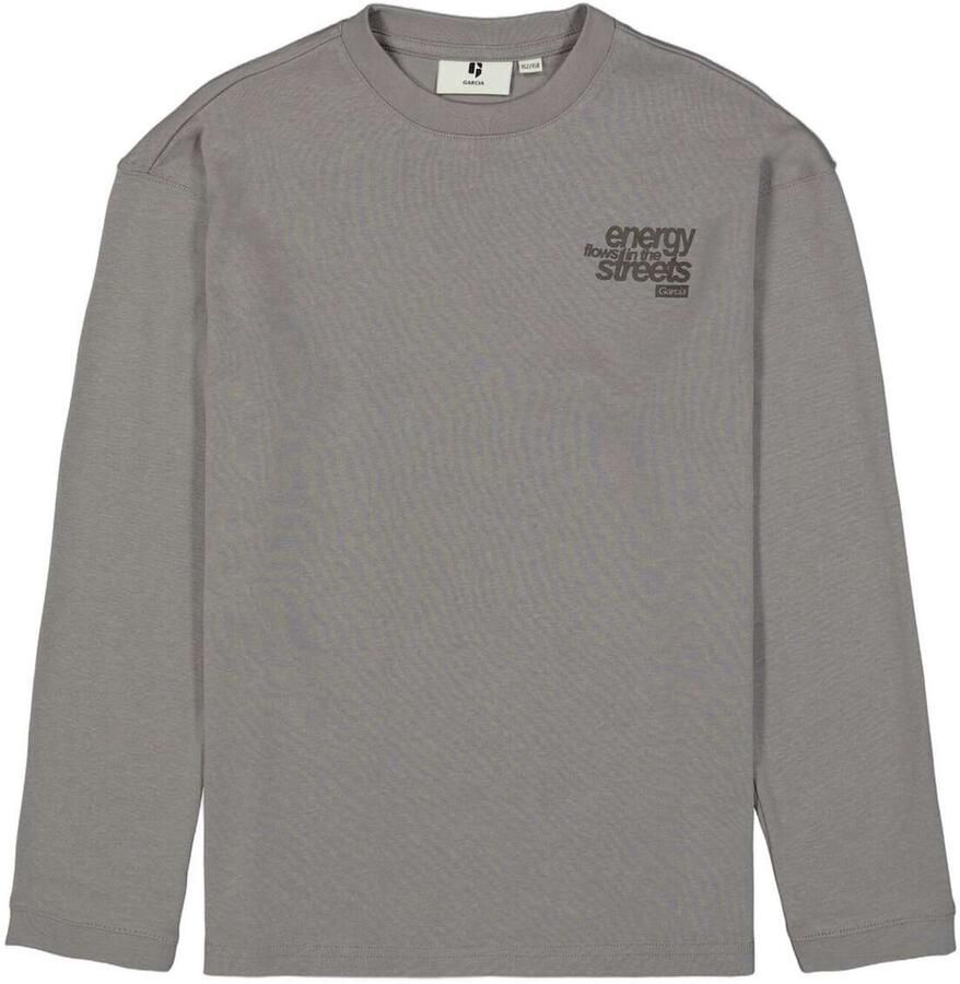 Garcia rechtvallende longsleeve met backprint grijs - Foto 4