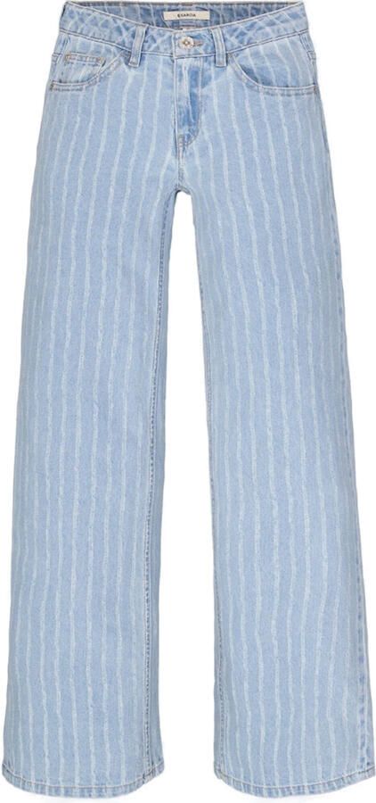 Garcia low waist gestreepte wide leg jeans light blue denim - Foto 3