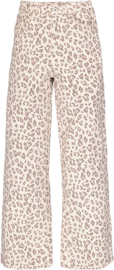 Garcia high waist wide leg jeans met panterprint ecru - Foto 4