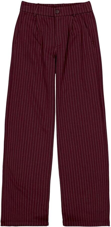 Garcia high waist straight leg casual broek met krijtstreep donkerrood