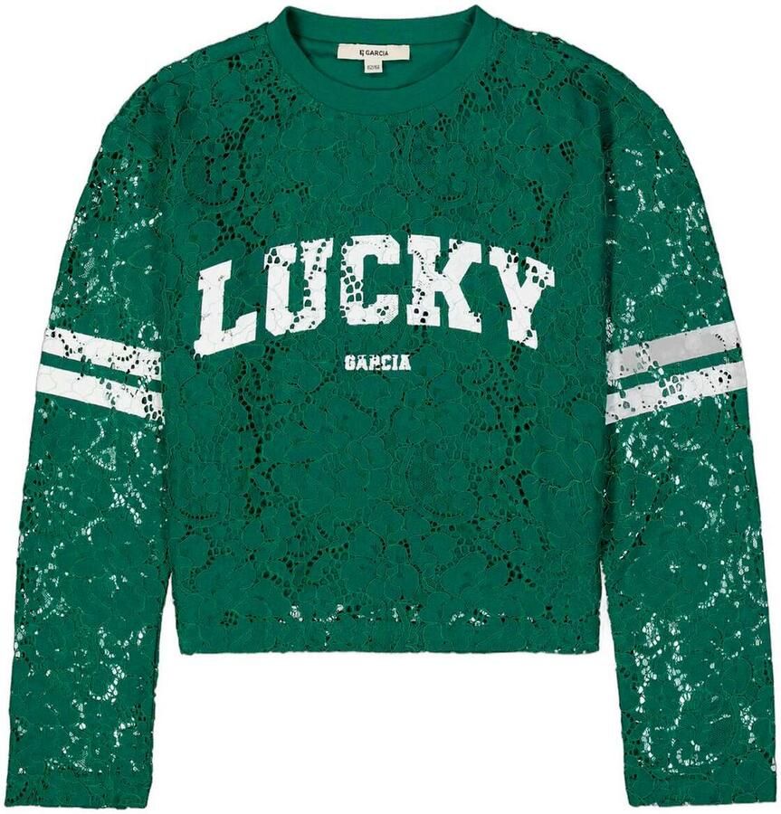 Garcia rechtvallende longsleeve met tekst groen - Foto 3
