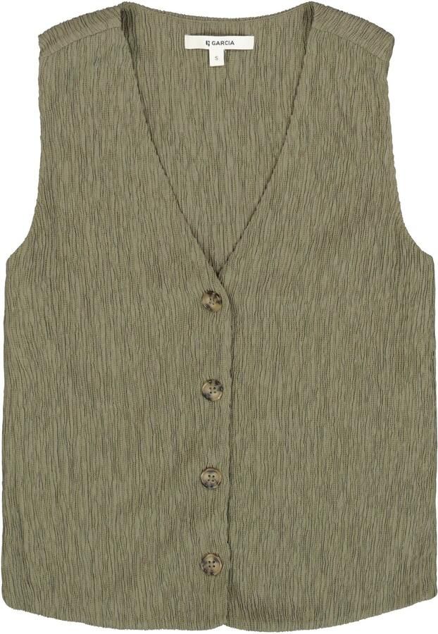 Garcia gilet met textuur olijfgroen - Foto 3