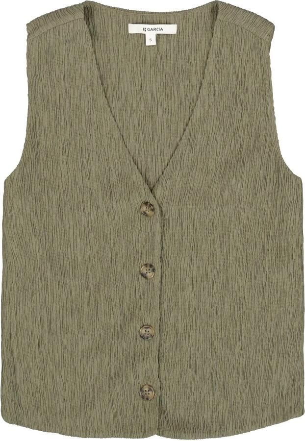 Garcia gilet met textuur olijfgroen - Foto 3