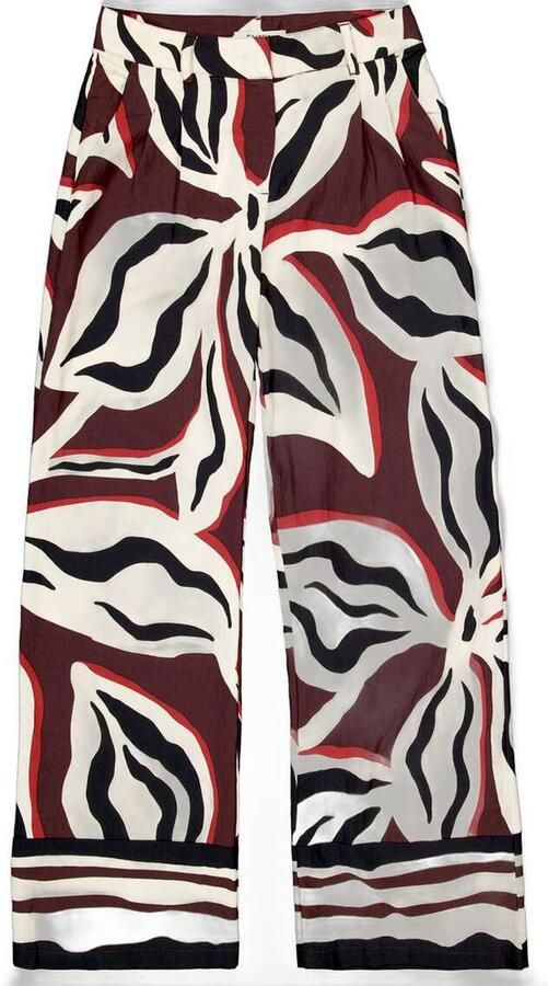 Garcia viscose loose fit pantalon met print bruin - Foto 3