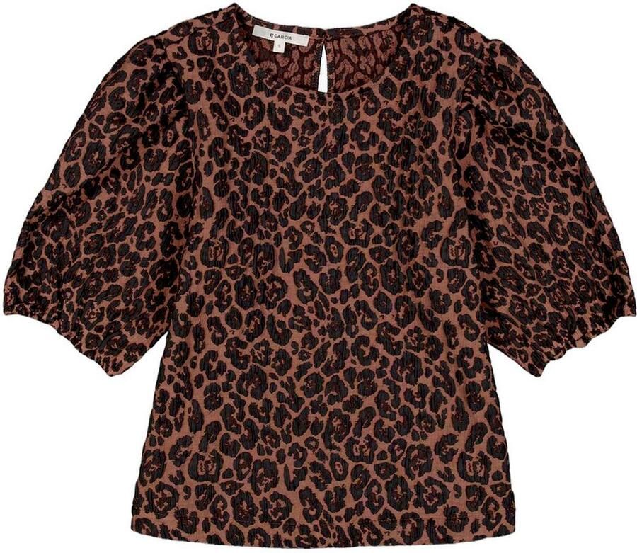 Garcia top met panterprint bruin